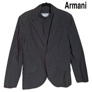 Black pinstriped Armani Exchange blazer removable zip inner vest sz M unique